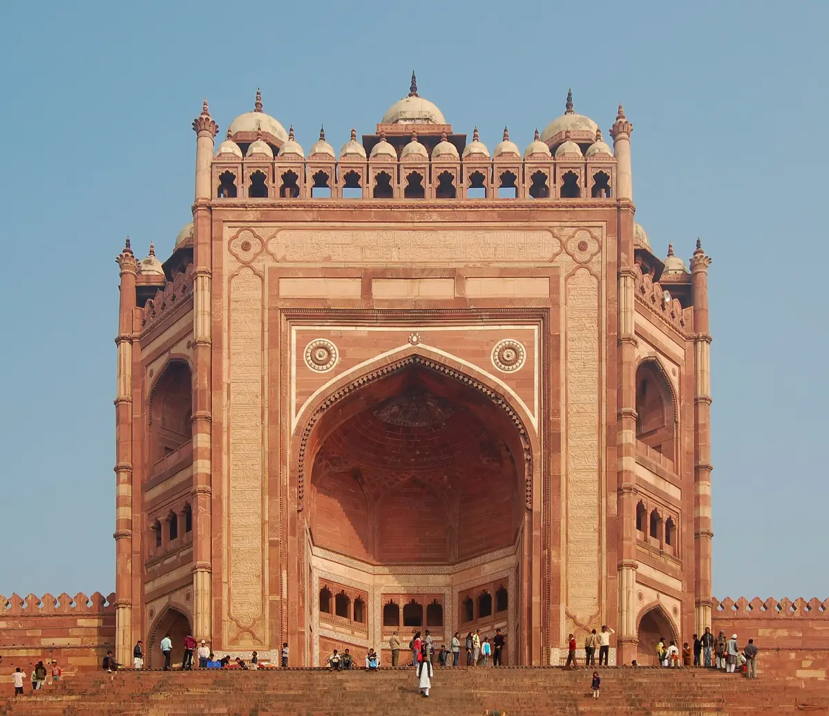 Monumental red sandstone Buland Darwaza gateway at Fatehpur Sikri