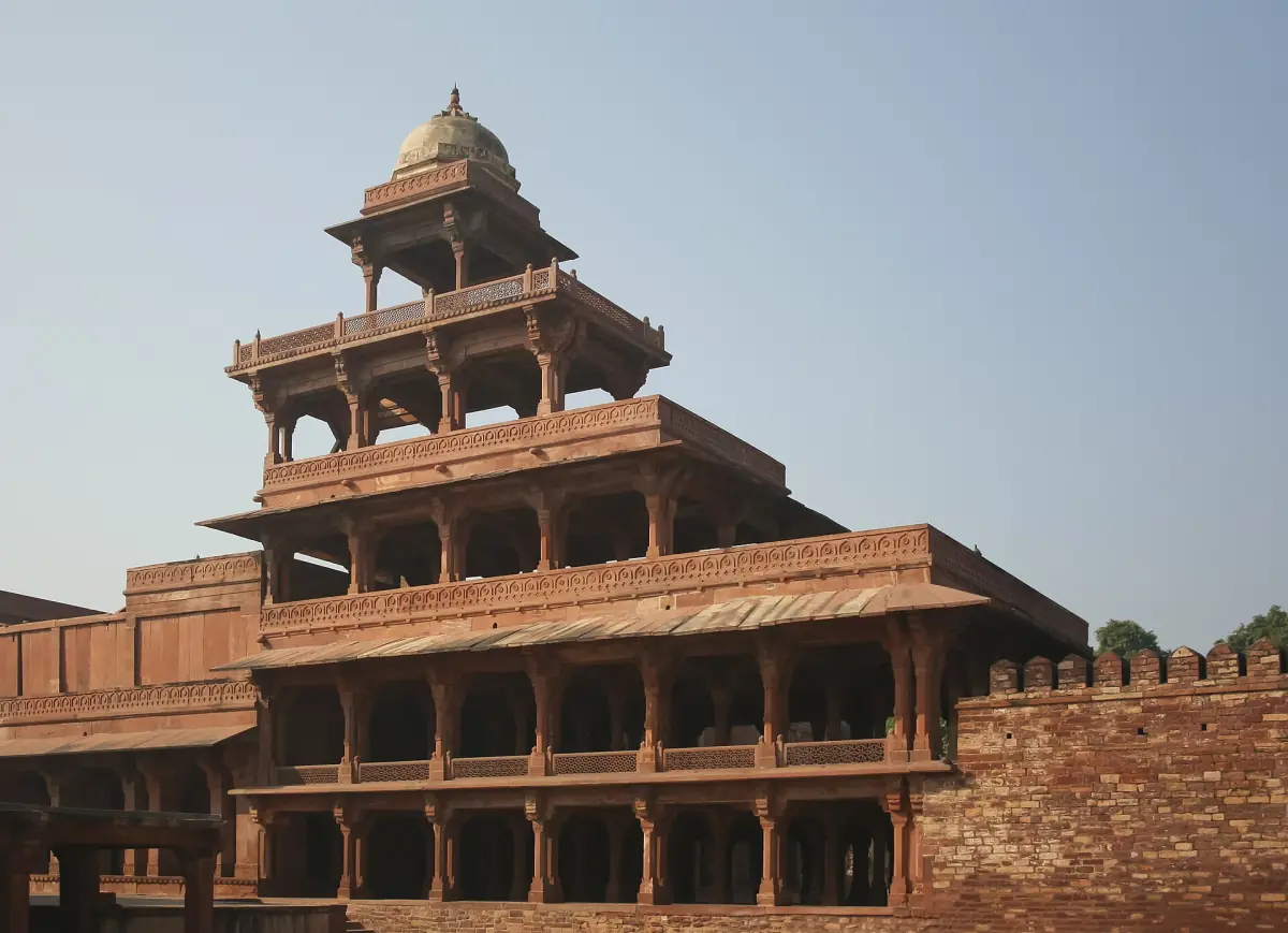 Five storey Panch Mahal pavilion of Fatehpur Sikri in red sandstone
